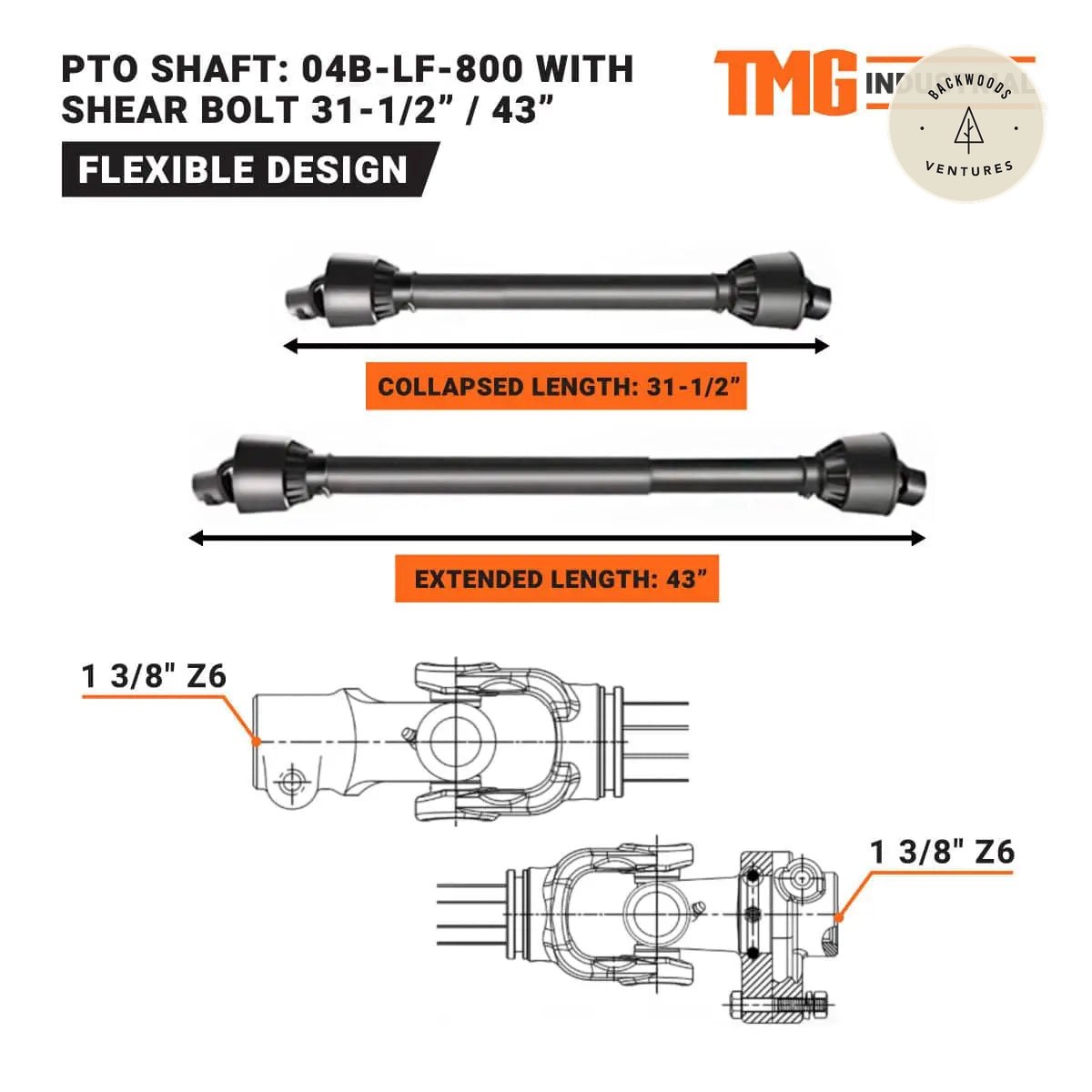 3-Point Hitch Firewood Branch Logger & 45° Adjustable Belt Conveyor, 20-60 HP Tractor, PTO Driveline Shaft Included, TMG-TFL42