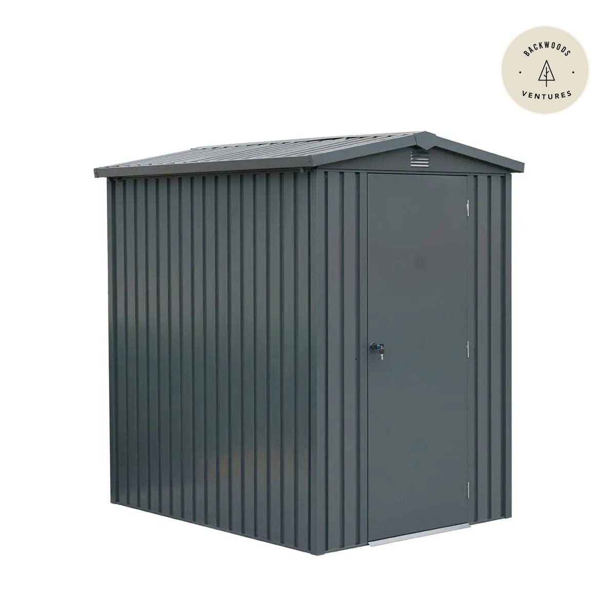 TMG Heavy Series™ 5'x 6' Apex Roof Metal Shed, Galvanized corrugated metal, Apex roof design, Two air vents, TMG-MS0506