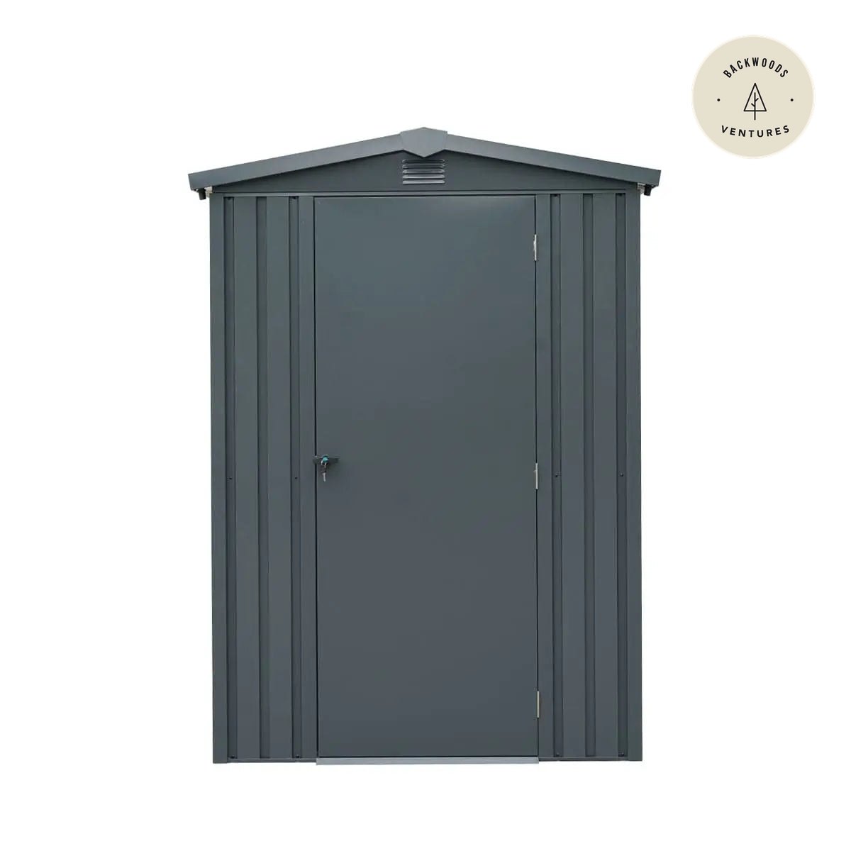 TMG Heavy Series™ 5'x 6' Apex Roof Metal Shed, Galvanized corrugated metal, Apex roof design, Two air vents, TMG-MS0506