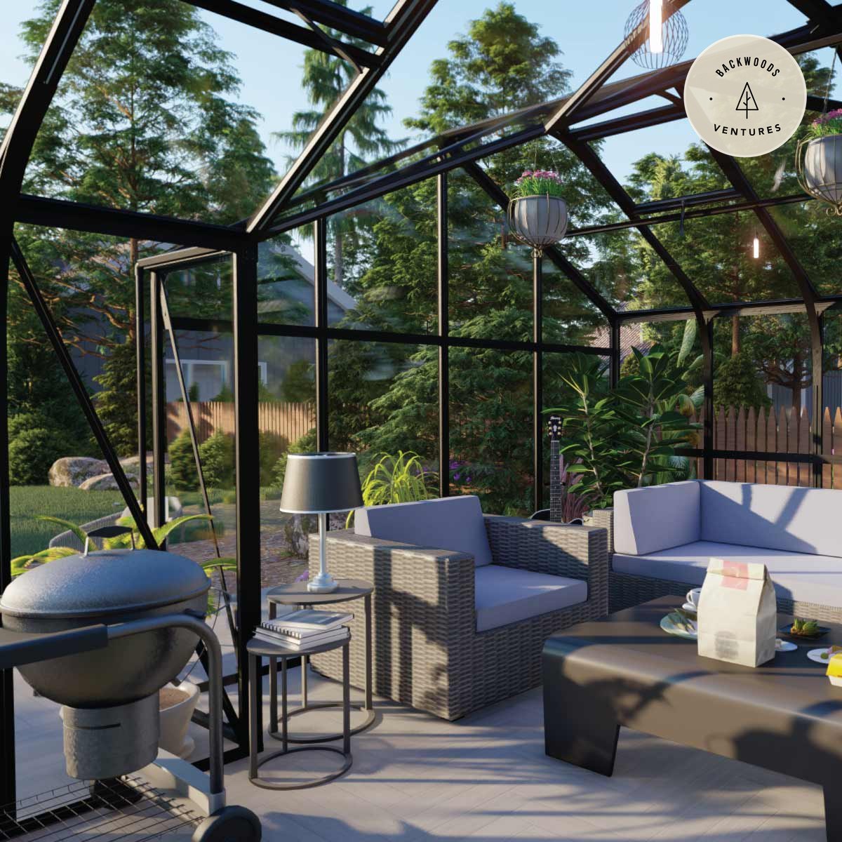 Orangery Series 14' x 14' Gazebo-Style Greenhouse, 8.3' Height, Expandable Heavy-Duty Box Frame, Full 4mm Tempered Glass Roof and Wall Panels, TMG-GHR1414