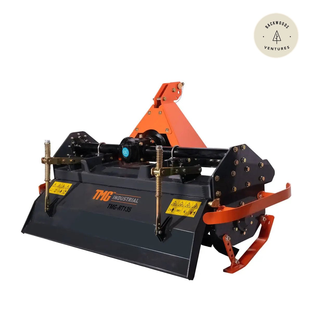 55" 3-Point Hitch Rotary Tiller, 30-40 HP Compact Tractor, 6" Tilling Depth, PTO Shaft Included,  Category 1 & 2 Hookup, TMG-RT135