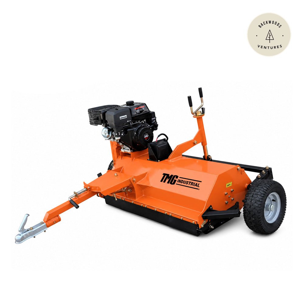 48" ATV/UTV Tow Behind Flail Mower, 15HP Gas Engine, 48 Y-Blade Cutting, 2" Ball Hitch, TMG-AFMS48