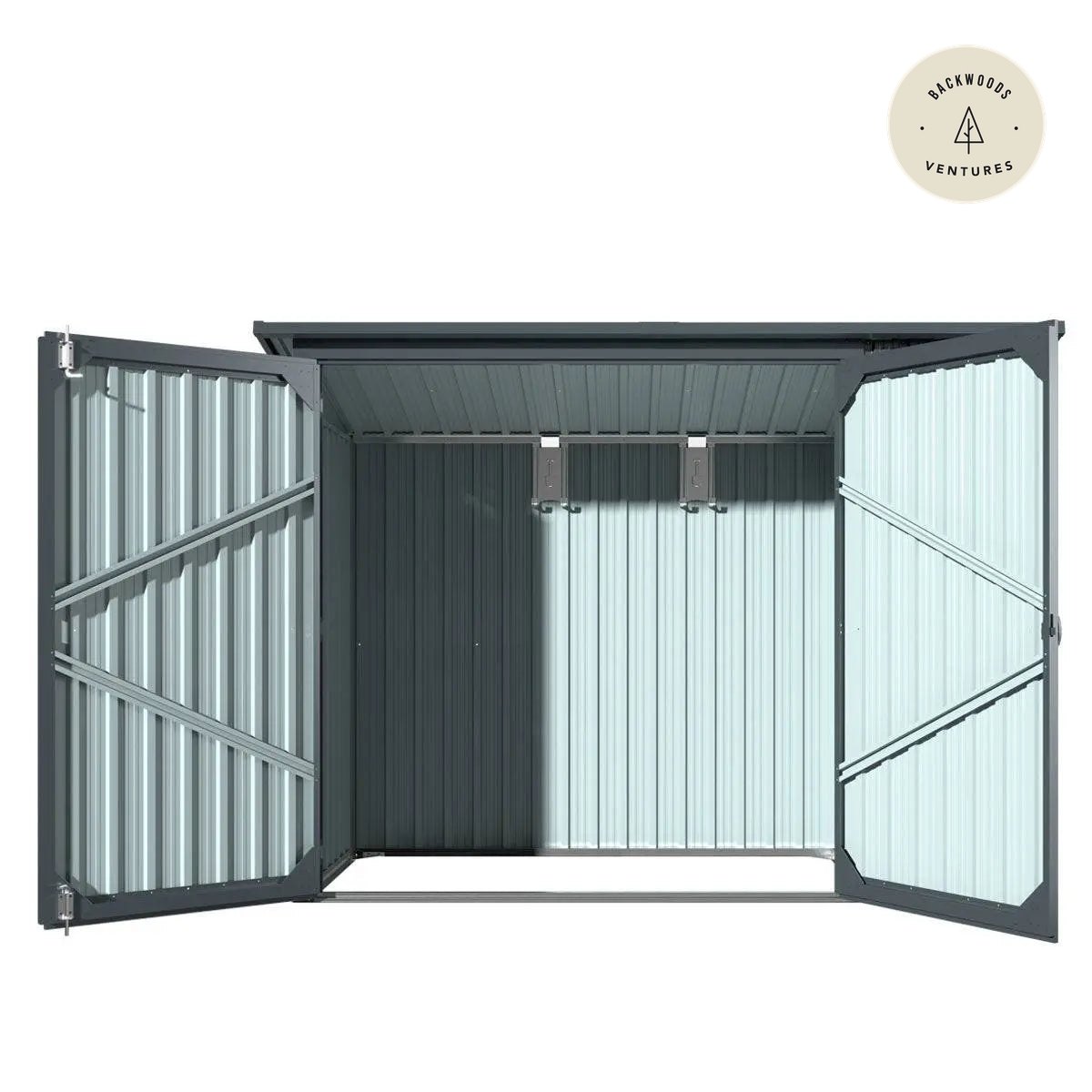 4' x 8' Bicycle Metal Pent Shed, 29 Gauge Corrugated Metal, 70" Upper edge, TMG-MS0408